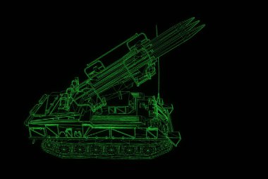 hareketli 3D tank Hologram tel kafes. Güzel 3d render