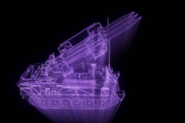 hareketli 3D tank Hologram tel kafes. Güzel 3d render