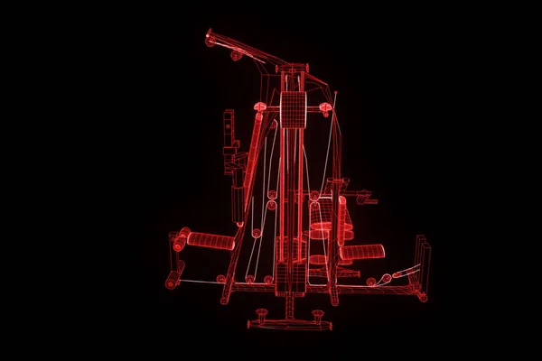 Gym bänk i hologrammet Wireframe stil. Fina 3d-Rendering — Stockfoto