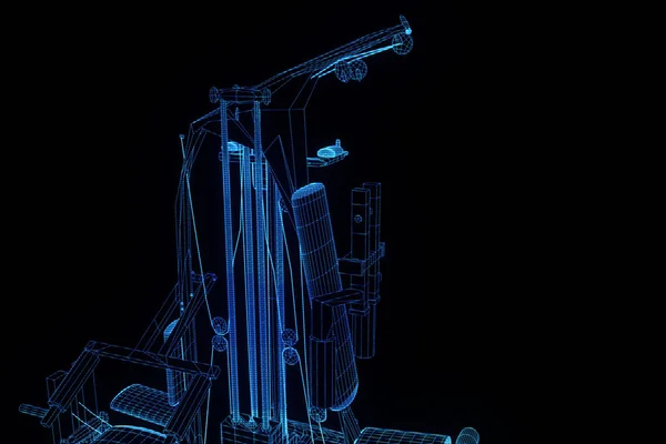 Banco de ginástica em holograma Wireframe Style. Boa renderização 3D — Fotografia de Stock