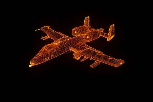 Flygplan Jet i hologrammet Wireframe stil. Fina 3d-Rendering — Stockfoto