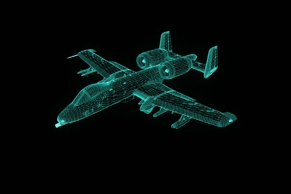 Airplane Jet w stylu model szkieletowy Hologram. Ładne renderowania 3d — Zdjęcie stockowe