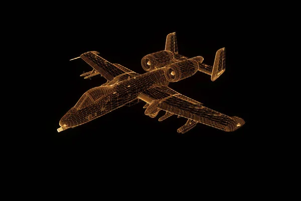 Airplane Jet in Hologram Wireframe Style. Nice 3D Rendering — Stock Photo, Image