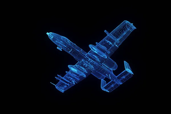 Uçak Jet Hologram tel kafes tarzı. Güzel 3d render