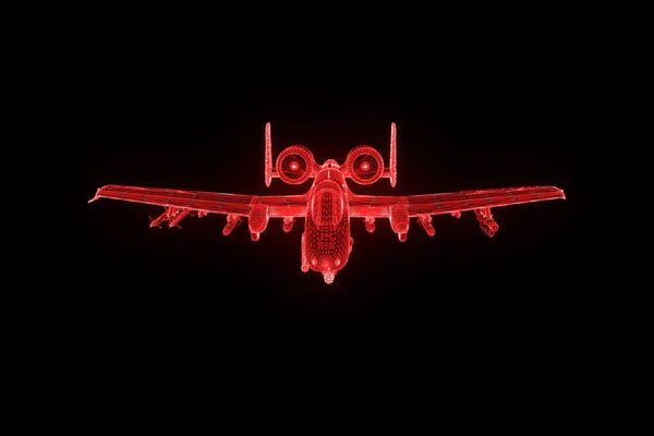 Airplane Jet w stylu model szkieletowy Hologram. Ładne renderowania 3d — Zdjęcie stockowe