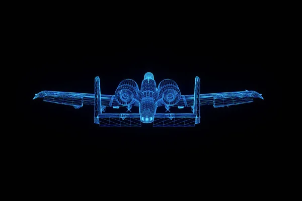 Airplane Jet w stylu model szkieletowy Hologram. Ładne renderowania 3d — Zdjęcie stockowe