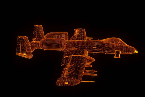 Самолет Jet в стиле голограммы Wireframe. Nice 3D Rendering — стоковое фото
