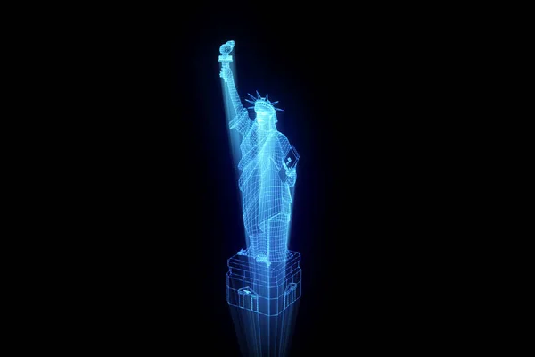 stock image Liberty Statue in Wireframe Hologram Style. Nice 3D Rendering