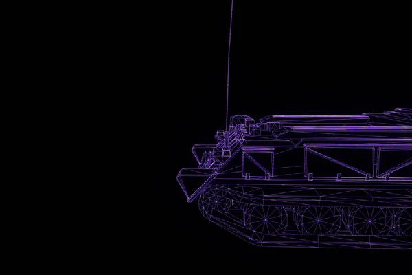 Hareketli 3D tank Hologram tel kafes. Güzel 3d render — Stok fotoğraf