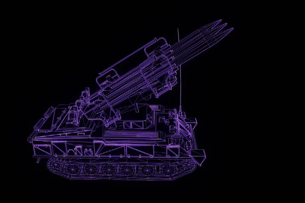 3D Hologram drátových tank v pohybu. Pěkný 3d vykreslování — Stock fotografie