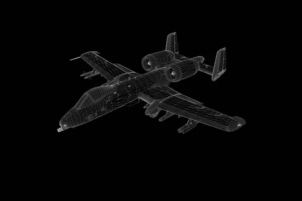 Avião Jet em estilo holograma Wireframe. Boa renderização 3D Fotografias De Stock Royalty-Free