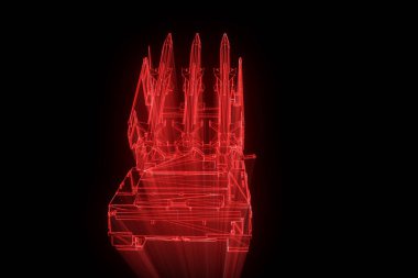 hareketli 3D tank Hologram tel kafes. Güzel 3d render