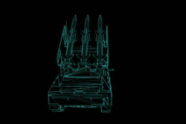 hareketli 3D tank Hologram tel kafes. Güzel 3d render