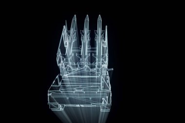 hareketli 3D tank Hologram tel kafes. Güzel 3d render