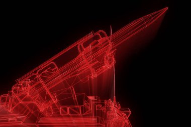 hareketli 3D tank Hologram tel kafes. Güzel 3d render