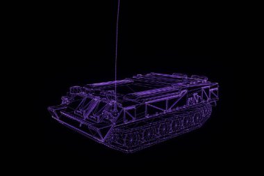 hareketli 3D tank Hologram tel kafes. Güzel 3d render
