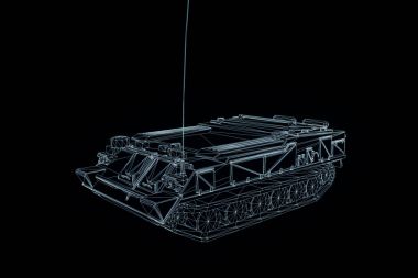 hareketli 3D tank Hologram tel kafes. Güzel 3d render