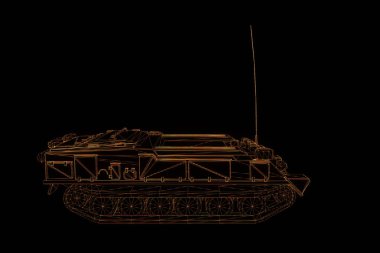 hareketli 3D tank Hologram tel kafes. Güzel 3d render