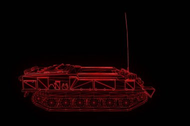 hareketli 3D tank Hologram tel kafes. Güzel 3d render