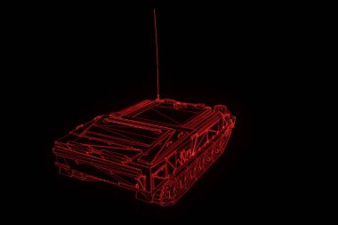 hareketli 3D tank Hologram tel kafes. Güzel 3d render