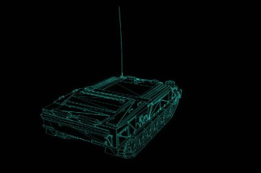 hareketli 3D tank Hologram tel kafes. Güzel 3d render