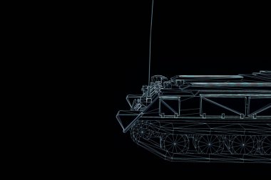 hareketli 3D tank Hologram tel kafes. Güzel 3d render