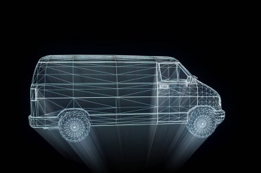 Işınlama Hologram tel kafes içinde. Güzel 3d render