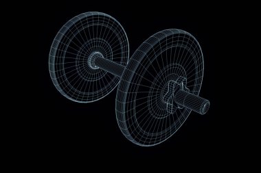 Ağırlık dambıl Hologram tel kafes tarzı. Güzel 3d render