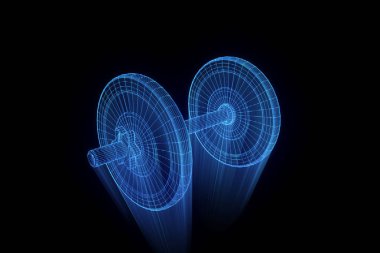 Ağırlık dambıl Hologram tel kafes tarzı. Güzel 3d render
