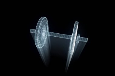 Ağırlık dambıl Hologram tel kafes tarzı. Güzel 3d render