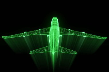 Uçak Jet Hologram tel kafes tarzı. Güzel 3d render