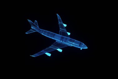 Uçak Jet Hologram tel kafes tarzı. Güzel 3d render