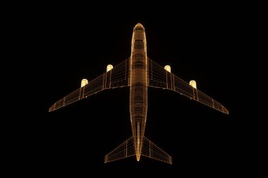 Uçak Jet Hologram tel kafes tarzı. Güzel 3d render