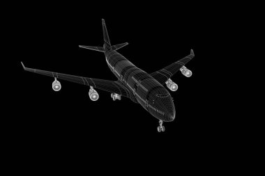 Uçak Jet Hologram tel kafes tarzı. Güzel 3d render