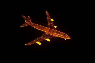 Uçak Jet Hologram tel kafes tarzı. Güzel 3d render