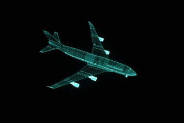 Uçak Jet Hologram tel kafes tarzı. Güzel 3d render