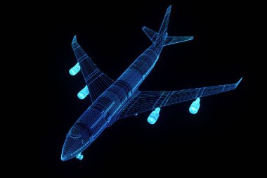 Uçak Jet Hologram tel kafes tarzı. Güzel 3d render