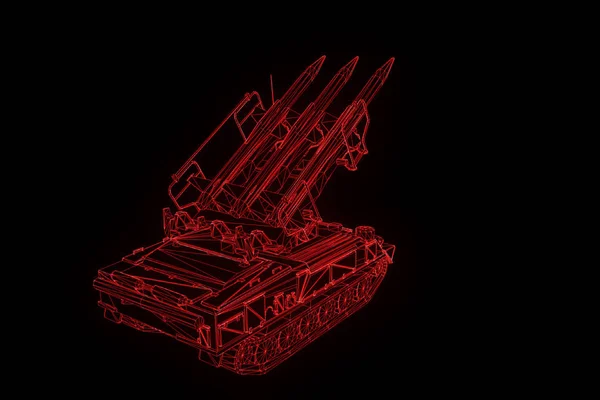 3D tank Hologram Wireframe i rörelse. Fina 3d-Rendering — Stockfoto