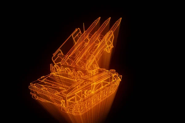 3D tank Hologram Wireframe i rörelse. Fina 3d-Rendering — Stockfoto