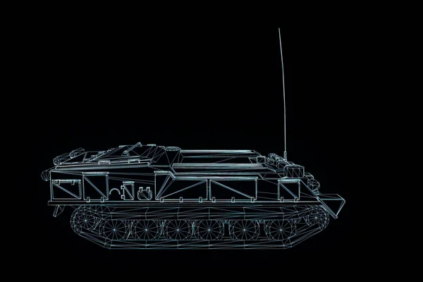 3D tartály Hologram drótváz mozgásban. Szép 3D-s renderelés — Stock Fotó