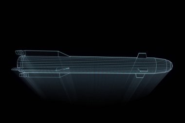 Roket Hologram tel kafes tarzı. Güzel 3d render