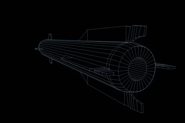 Roket Hologram tel kafes tarzı. Güzel 3d render — Stok fotoğraf