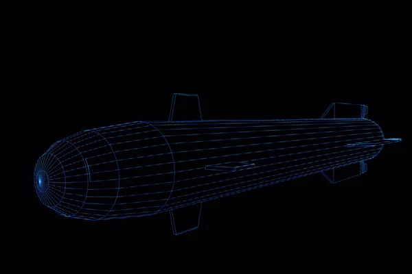 Ракета у стилі голограма. 3D рендерингу — стокове фото
