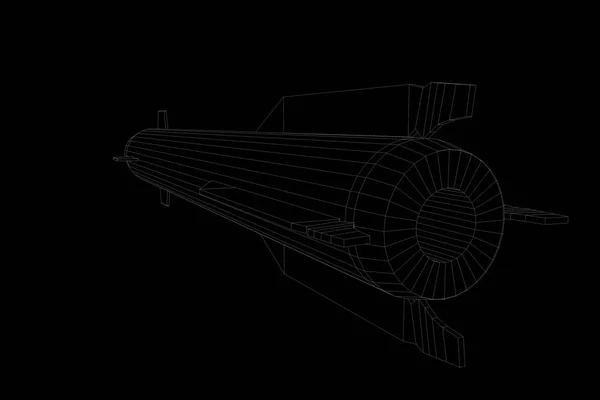 Rakieta w stylu model szkieletowy Hologram. Ładne renderowania 3d — Zdjęcie stockowe