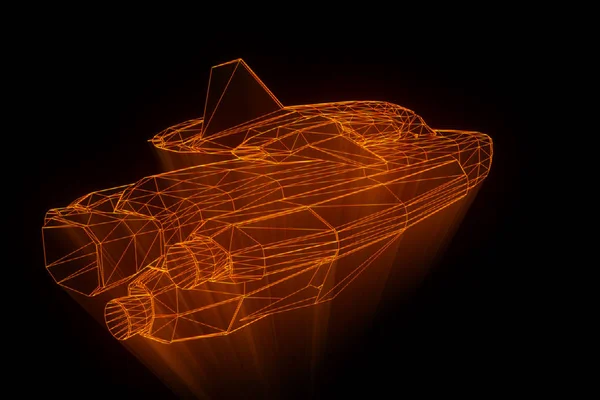 Shuttle in Hologram Wireframe Style. Nice 3D Rendering — Stock Photo, Image