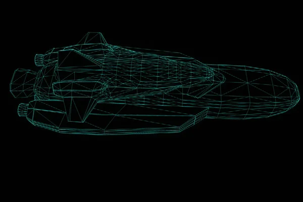 Shuttle in Hologram Wireframe stijl. Mooie 3D-Rendering — Stockfoto