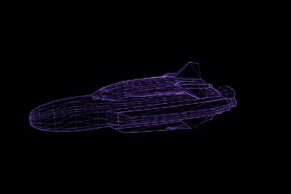 Shuttle em estilo holograma Wireframe. Boa renderização 3D — Fotografia de Stock