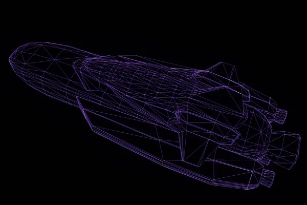 Navette dans le style Wireframe Hologramme. Belle rendu 3D — Photo