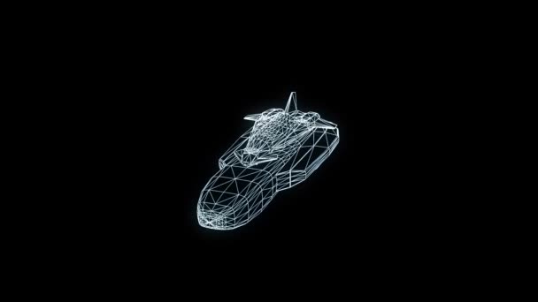 Shuttle in Hologram Wireframe Style (en inglés). Niza 3D Rendering — Vídeo de stock