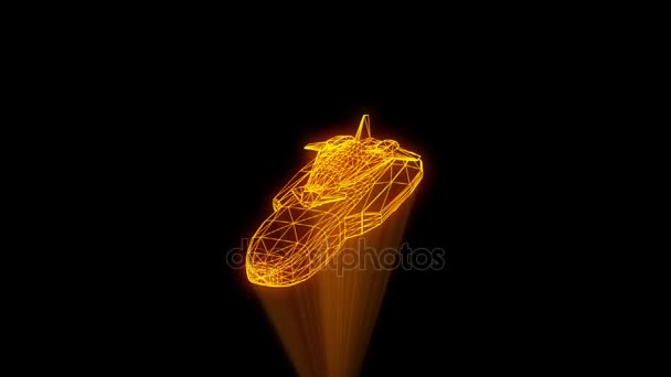 Shuttle em estilo holograma Wireframe. Boa renderização 3D — Vídeo de Stock